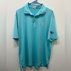 Peter Millar Summer Comfort Aqua Blue Polo Men’s Large Golf Short Sleeve Logo